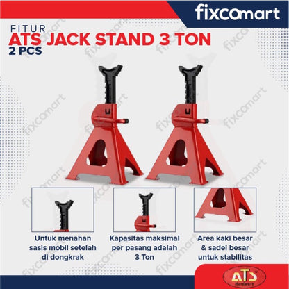 ATS Dongkrak Jack Stand 3 Ton Penyangga Tahanan Mobil 1 Set 2 Pcs