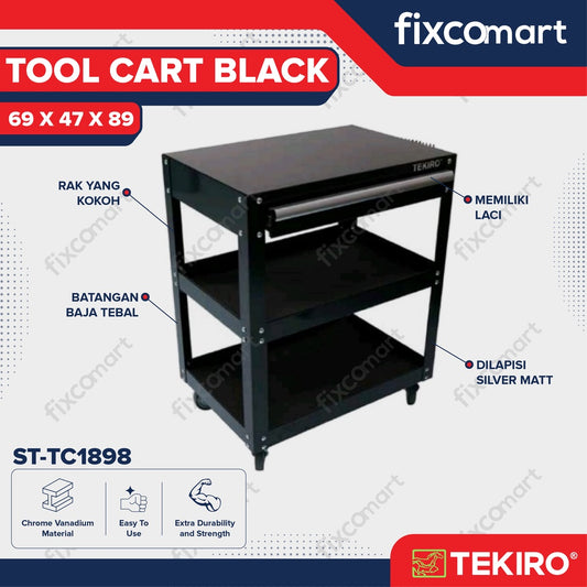 TEKIRO Tool Cart Black (Hitam)