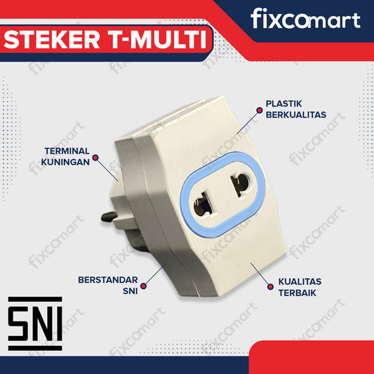 Colokan Steker T-Multi Cabang 3 Universal SNI