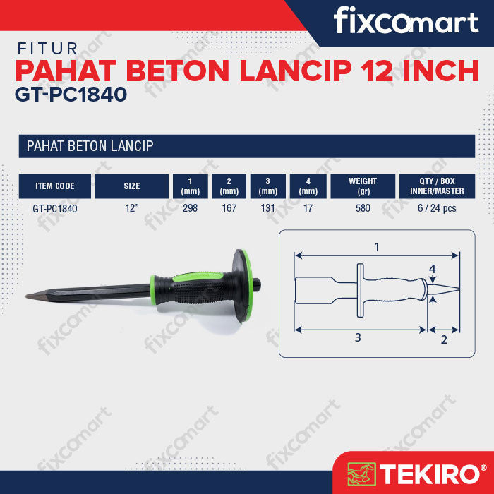 TEKIRO PAHAT BETON LANCIP 12" - BOBOK BETON