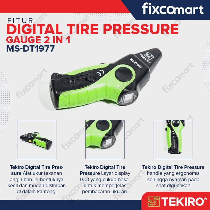 TEKIRO DIGITAL TIRE PRESSURE GAUGE 2 IN 1 - TIRE PRESSURE GAUGE