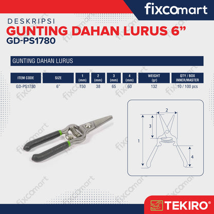 TEKIRO Gunting Dahan Lurus