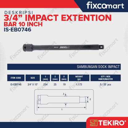 TEKIRO 3/4 INCH IMPACT EXTENTION BAR 10 INCH - SAMBUNGAN IMPACT