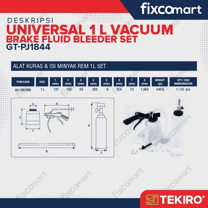 TEKIRO UNIVERSAL VACUUM BRAKE FLUID BLEEDER SET 1 L - UNIVERSAL 1 L