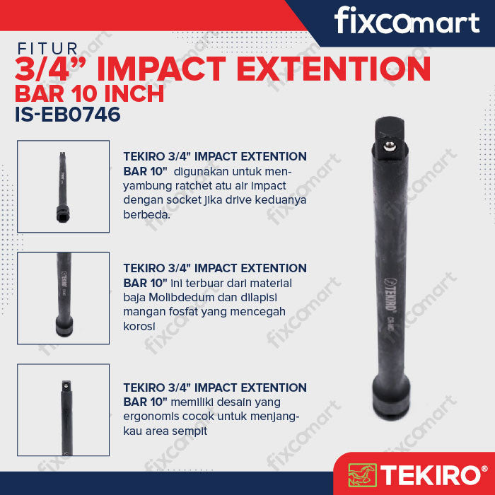 TEKIRO 3/4 INCH IMPACT EXTENTION BAR 10 INCH - SAMBUNGAN IMPACT