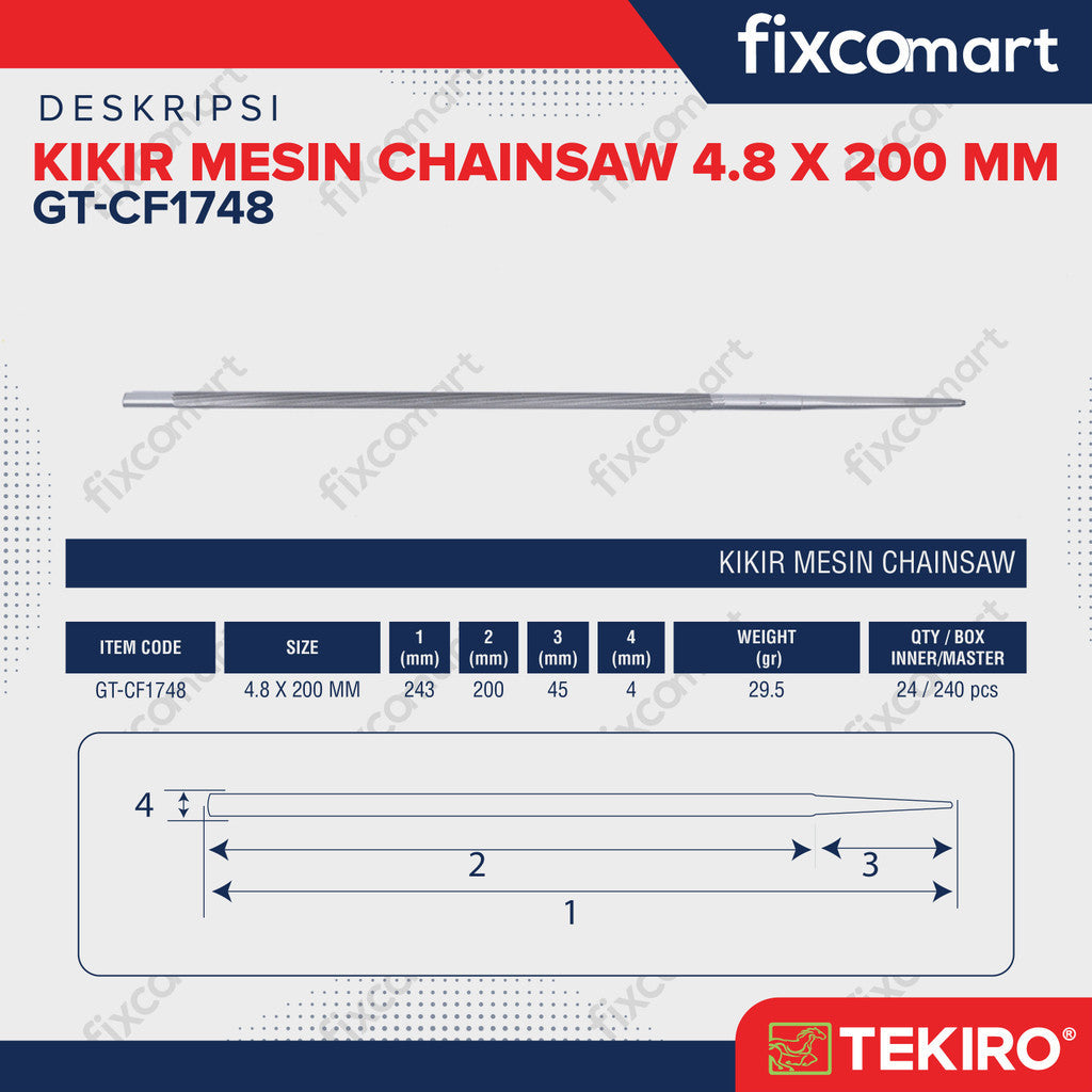 Tekiro KIKIR MESIN CHAIN SAW 4.8 dan 5.5 X 200 MM