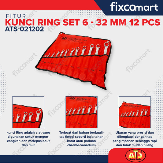 KUNCI RING SET "ATS" 6-32MM 12PCS