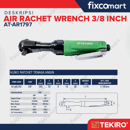 TEKIRO AIR RATCHET WRENCH 3/8 INCH / KUNCI RATCHET TENAGA ANGIN