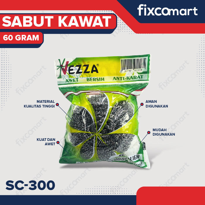 Vezza Sabut Kawat Stainless Sikat Cuci Piring Gosok Panci