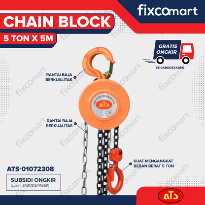 CHAIN BLOCK  5TONX5M "ATS" DENGAN T.H. 3M