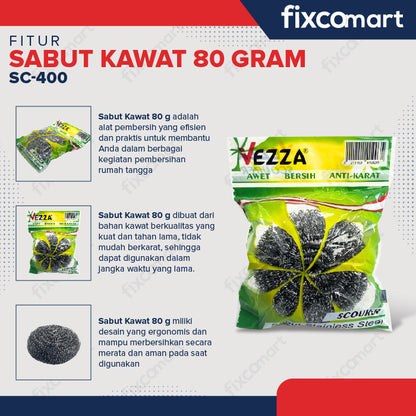 Vezza Sabut Kawat Stainless Sikat Cuci Piring Gosok Panci