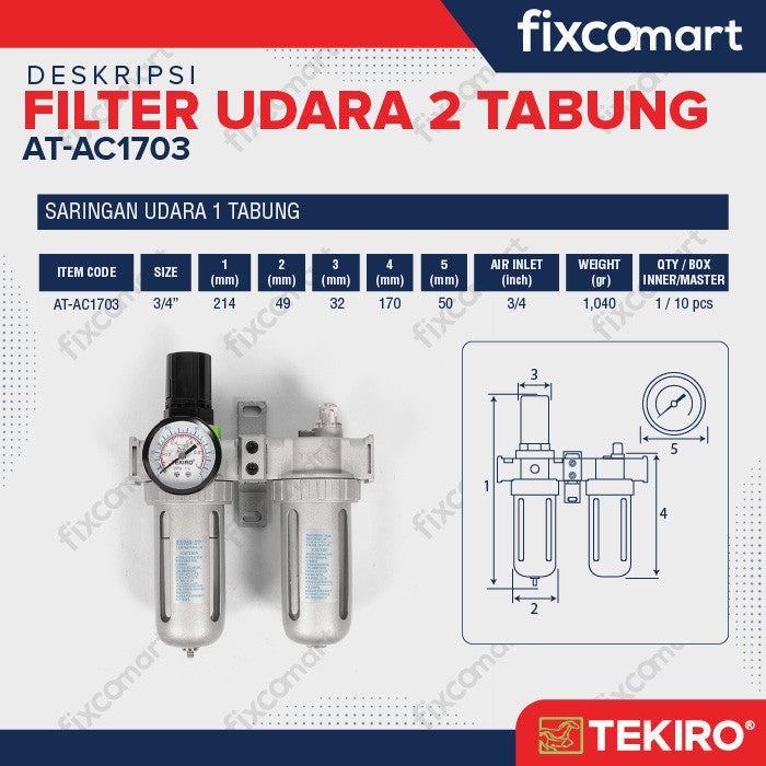 TEKIRO SARINGAN UDARA 2 TABUNG / AIR CONTROL UNIT