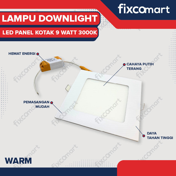 Lampu Downlight LED Panel Kotak 9 Watt
