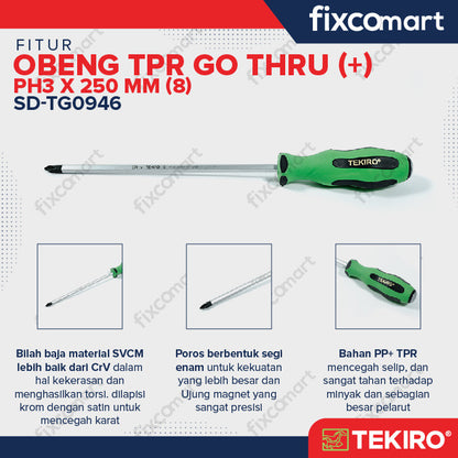 TEKIRO OBENG TPR GO THRU (+ ) PH3 X 200 MM (8 ) /OBENG TPR - ALAT PERKAKAS
