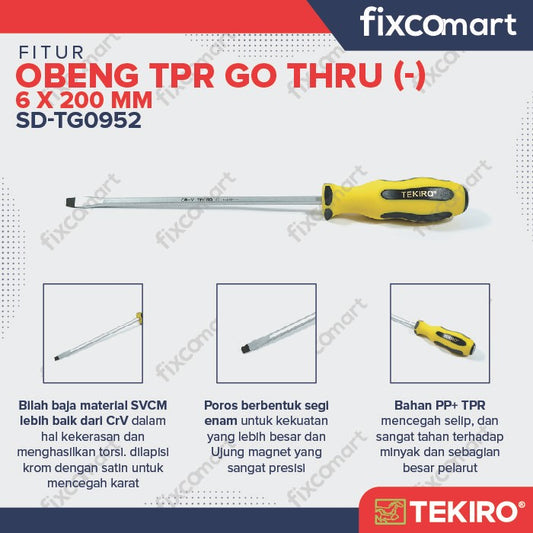 TEKIRO OBENG TPR GO THRU (-) 6 X 200 MM /OBENG TPR - ALAT PERKAKAS