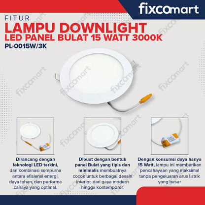 Lampu Downlight  LED Panel Bulat 15 Watt