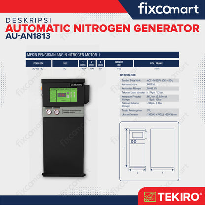 Paket Tekiro Tire Changer Pengganti Ban Mobil Motor dan Mesin Nitrogen Isi Angin Ban 70L