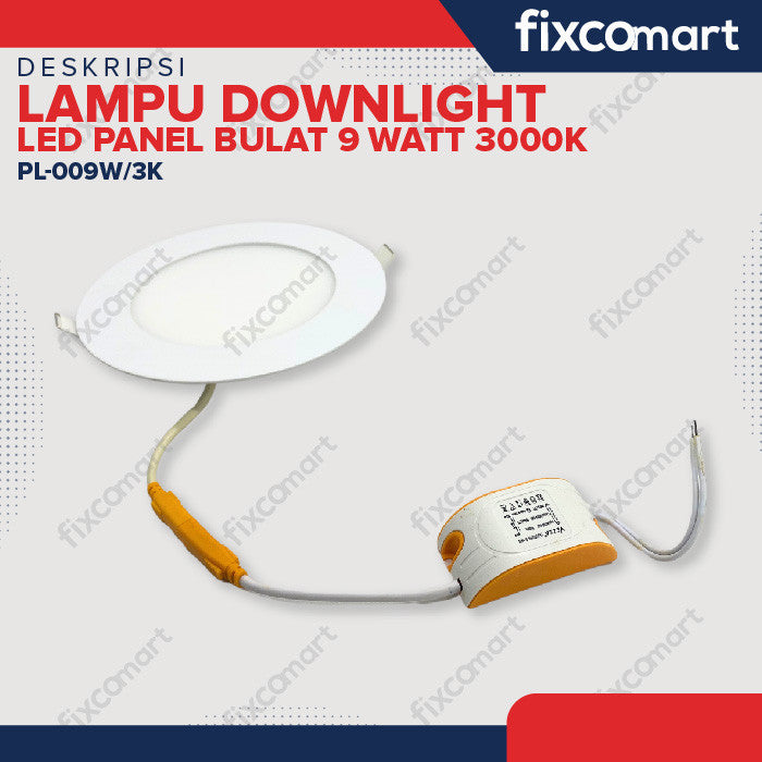 Lampu Downlight LED Panel Bulat 9 Watt 300gr