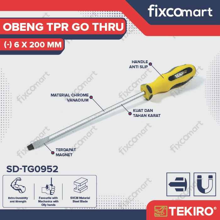 TEKIRO OBENG TPR GO THRU (-) 6 X 200 MM /OBENG TPR - ALAT PERKAKAS