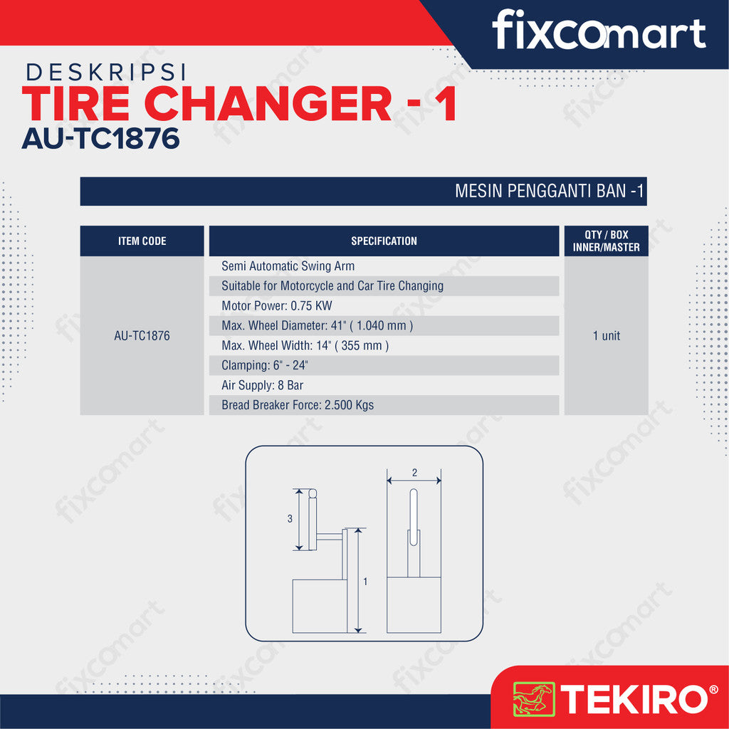 Paket Tekiro Tire Changer Pengganti Ban Mobil Motor dan Mesin Nitrogen Isi Angin Ban 70L