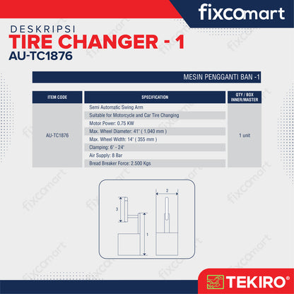 Paket Tekiro Tire Changer Pengganti Ban Mobil Motor dan Mesin Nitrogen Isi Angin Ban 70L