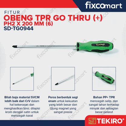 TEKIRO OBENG TPR GO THRU (+ ) PH2 X 200 MM (6 ) /OBENG TPR - ALAT PERKAKAS