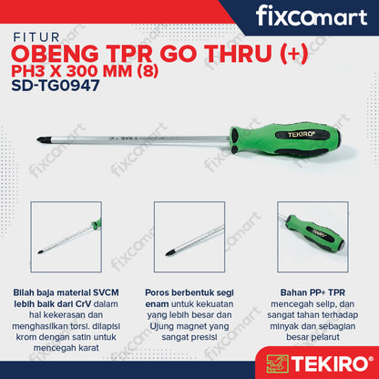 TEKIRO OBENG TPR GO THRU (+ ) PH3 X 300 MM (8 ) /OBENG TPR - ALAT PERKAKAS
