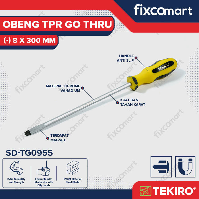 TEKIRO OBENG TPR GO THRU (-) 8 X 300 MM / OBENG TPR