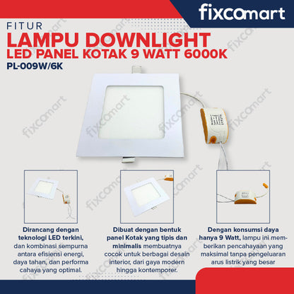 Lampu Downlight LED Panel Kotak 9 Watt