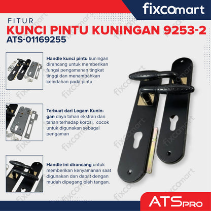 KUNCI PINTU "ATS PRO" CYL. KUNINGAN 9253-2 (SN/CP)
