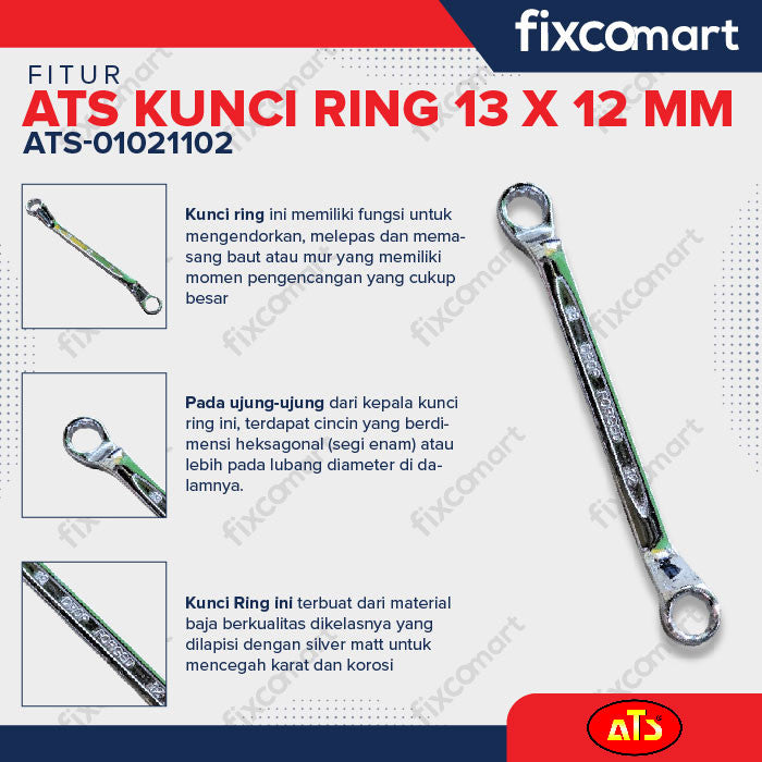 KUNCI RING "ATS" 12X13MM