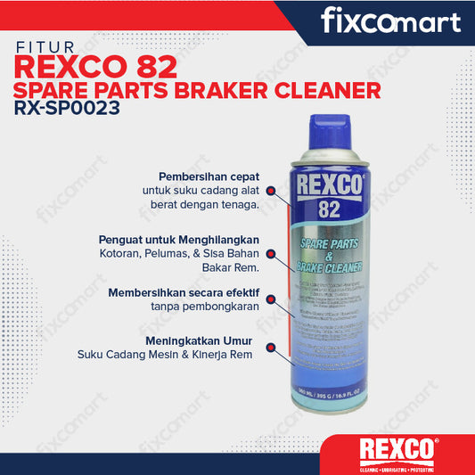 REXCO 82 SPARE PART & BRAKE CLEANER 500 ML/ 395 G/ 16.9 FL OZ
