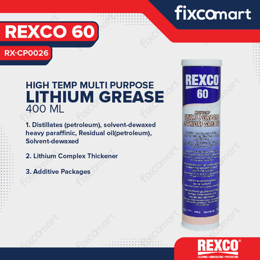 REXCO 60 High Temp Multi Purpose Lithium Grease / Gemuk Tahan Panas 400gram