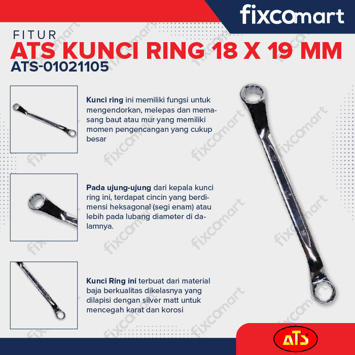 KUNCI RING "ATS" 18X19MM @150PCS