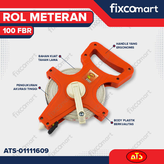 ATS Meteran Roll 100M - 100m/330ft (Fiber)