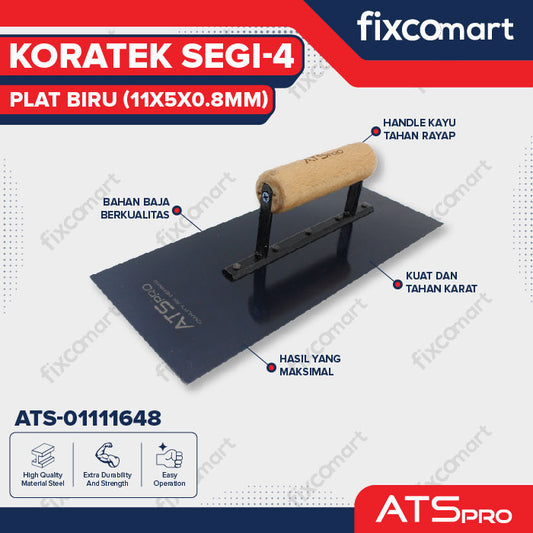 ATS PRO - Trowel Plat Biru Cetok Plastering / Roskam / Raskam / Koratek Sendok 11X5X0.8MM