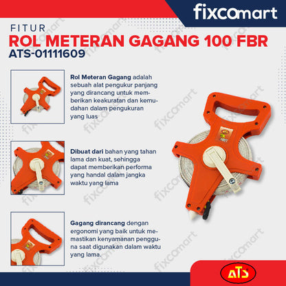 ATS Meteran Roll 100M - 100m/330ft (Fiber)