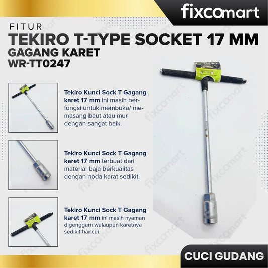 Tekiro Kunci Sock T Gagang Karet 17 Mm FIXCOMART