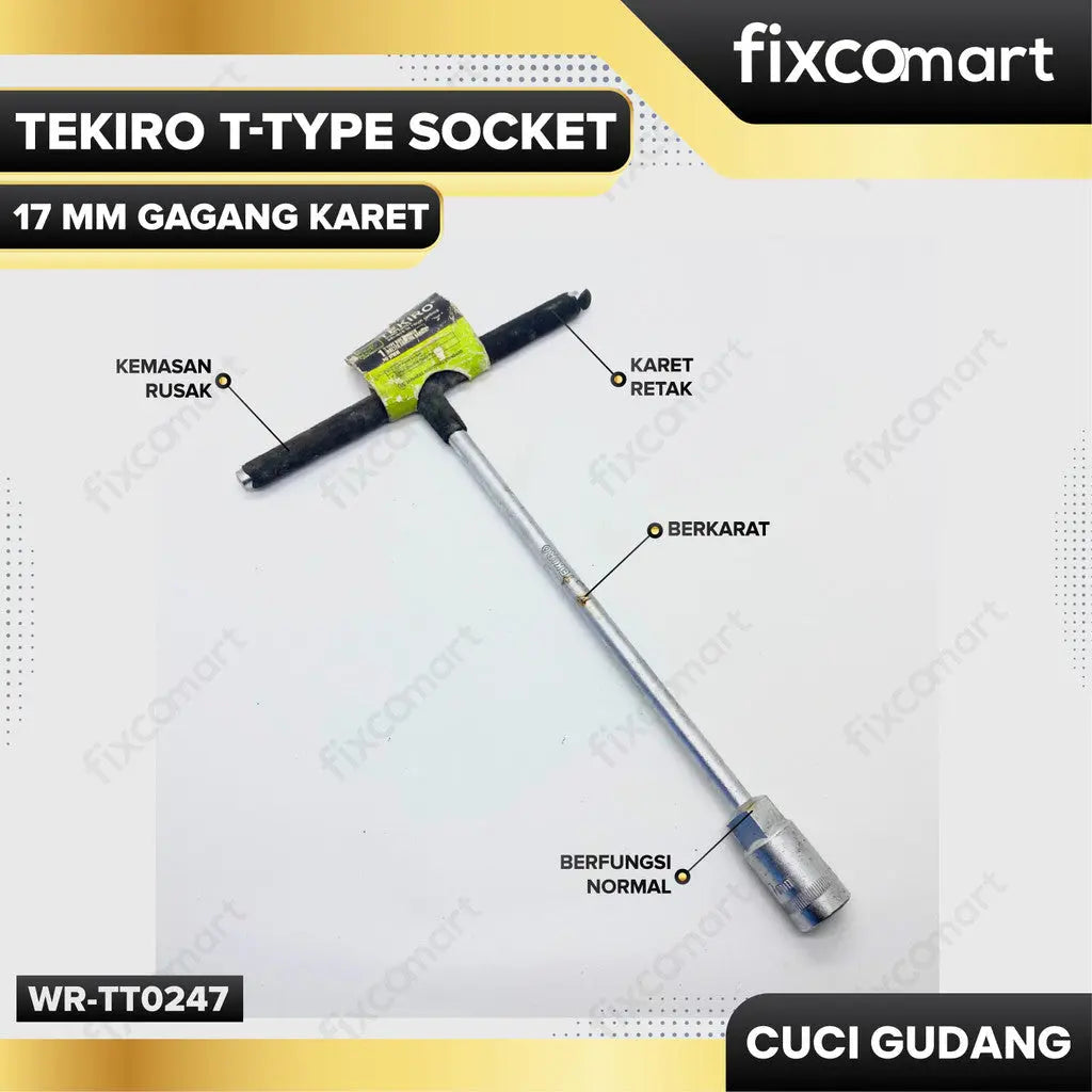 Tekiro Kunci Sock T Gagang Karet 17 Mm FIXCOMART